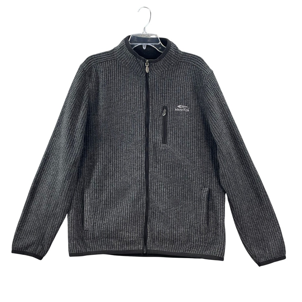 Weird Fish Fleece Jacket Mens Large Grey Waffle Knit Macaroni Mock Neck Gorpcore
